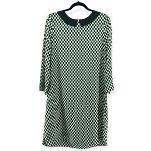Kate Spade Kassia Women’s Geo Print Silk Quarter Length Shift Dress Large